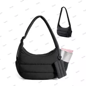 Ví đeo chéo PYCOU, Dây đeo có thể điều chỉnh Túi Hobo Puffer nhỏ gọn, Túi nhiều túi chất lượng cao Lông tơ có túi xách đeo vai dành cho nữ