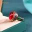 PNPIA- Vàng Cổ Tay Nghề Thủ Công Tự Nhiên Carnelian Nhẫn Nữ Hoa Men Phong Cách Quốc Gia Nhẹ Sang Trọng Cưới Trang Sức Quà Tặng