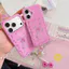 Phone Case For iPhone 17 Pro Max 16 15 Retro TPU Keychain Chain Rose Aesthetic Korean Cute