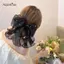 AqToCna Ruy Băng Thời Trang Ngọc Trai Nơ Tóc Cho Nữ Thanh Lịch Voan Nơ Đuôi Ngựa Kẹp Pin Nơ Barrette Ngọt Mũ Phụ Kiện AqToCna