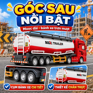 Bộ xe công trình quán tính – Mô phỏng xe ben, xe trộn, xe bồn – Chi tiết chân thực – Đồ chơi giáo dục sớm cho bé trai
