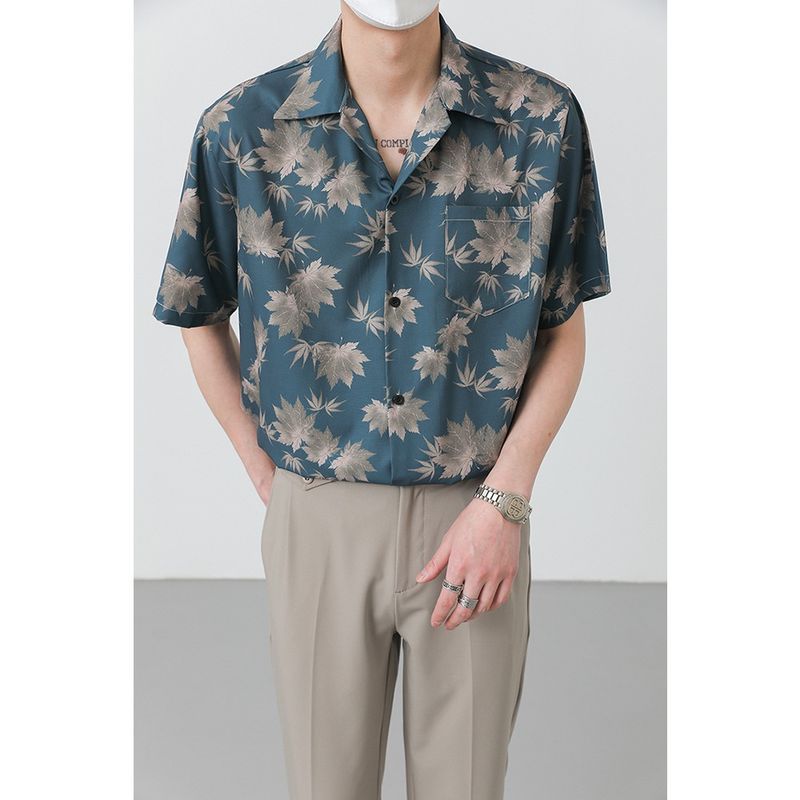 Áo Sơ Mi Hoa Cổ Cuba Unisex Hawaii Đi Biển Ngắn Tay Mùa Hè