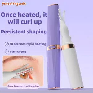 FAVORITEGOODS Lông mi làm nóng, Máy uốn mi điện lâu trôi làm nóng nhanh, Dụng cụ uốn mi Mini USB có thể sạc lại tự nhiên di động