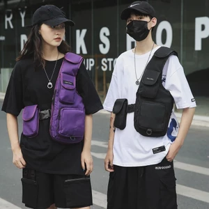Hàn Quốc Chức Năng Chiến Thuật Túi Dụng Cụ Ngoài Trời Nhiều Túi Vest Túi Độc Đáo Phố Rap Vest Túi Chạy Túi Ngực