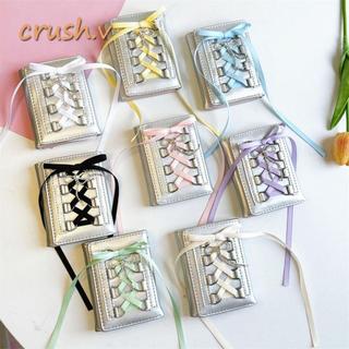 [Crush] Ví bạc ngọt ngào, Ví đựng tiền xu ngắn Y2k phong cách Hàn Quốc, Thiết kế dây đeo thông thường Túi đựng phong cách múa ba lê nguyên bản dành cho nữ