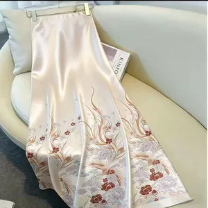 Váy Phong Cách Trung Hoa Acetate Satin In Váy Mùa Xuân 2026 Phong Cách Mới Cao Cấp Tính Khí Váy Dài Phong Cách Trung Hoa