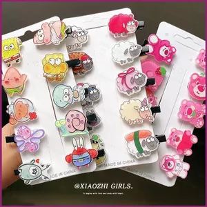 YT4 10 / chiếc SpongeBob SquarePants Lotso Dâu Gấu Dễ Thương Trẻ Em acrylic Kẹp Tóc Hoạt Hình Kẹp Tóc Cô Gái accessorie