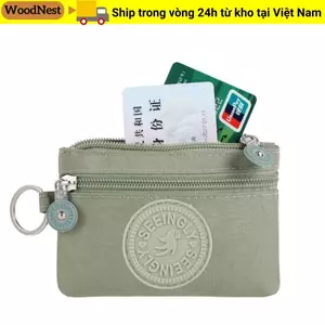 Ví đựng tiền xu WOODNEST, chống nước có vòng chìa khóa Thẻ tín dụng Holoder, Ví vải chống mài mòn di động Túi đựng tiền nam nữ