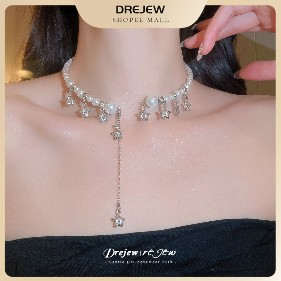 DREJEW Cao Cấp Ánh Sáng Sang Trọng Tinh Tế Ngọc Trai & Ngôi Sao Thả Vòng Cổ Thời Trang Thanh Lịch Lý Tưởng Cho Kỳ Nghỉ Thường Ngày Tạo Kiểu Hàng Ngày Cao Cấp