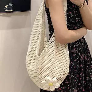Túi bện nữ phong cách Hàn Quốc Túi Tote đeo vai phong cách lười biếng dệt kim rỗng Túi đi biển mới