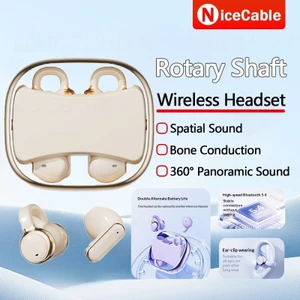 Kẹp tai + Tai nghe Bluetooth không dây kép trong tai 360° Hiệu ứng âm thanh toàn cảnh Giảm tiếng ồn Dẫn truyền xương Tai nghe thiết kế trục quay chống nước