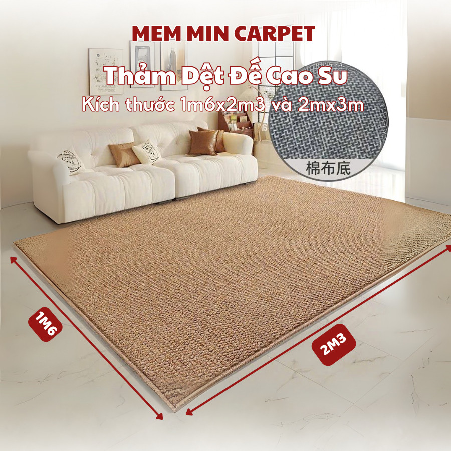Thảm Dệt Đế Cao Su MemminCarpet Chống Trơn Trượt Phong Cách Hiện Đại Và Sang Trọng, Giúp Căn Phòng Hút Mắt Hơn