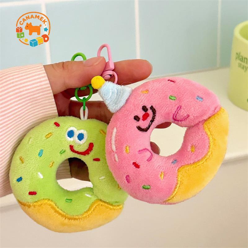 CANAMEK Sáng Tạo Dễ Thương Donut Động Vật Sang Trọng Đồ Chơi Nhồi Bông Mềm Móc Khóa Mặt Dây Chuyền Hoạt Hình Túi Charm Bapa Treo Đồ Trang Trí Móc Khóa Ô Tô Quà Tặng CSF