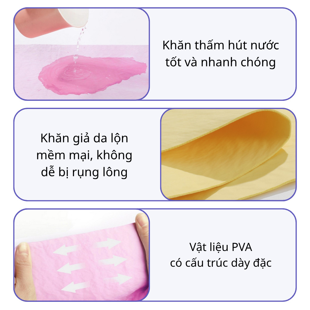 Khăn Tắm Chó Mèo PVA Siêu Thấm Hút, Khăn Lau Khô Thú Cưng Nhanh Khô Đa Năng Lau Tóc Lau Xe