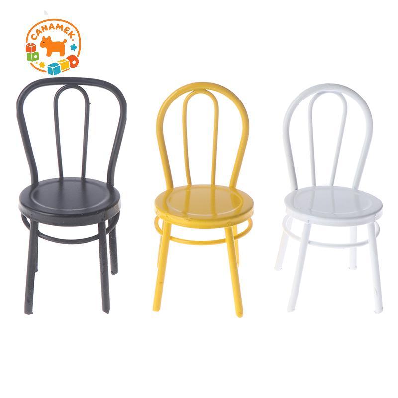 CANAMEK 1 / 12 Nhà Búp Bê Nội Thất Thu Nhỏ Ghế Kim Loại Nhà Búp Bê Phụ Kiện CSF