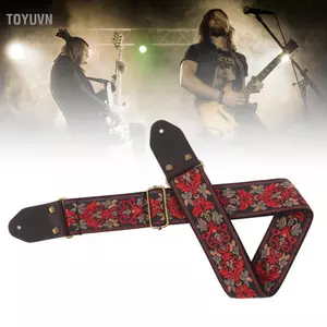 Toyuvn Vintage Họa Tiết Hoa Dây Đàn Guitar Dây Da Đầu Dày Với Pick Cho Bass Điện