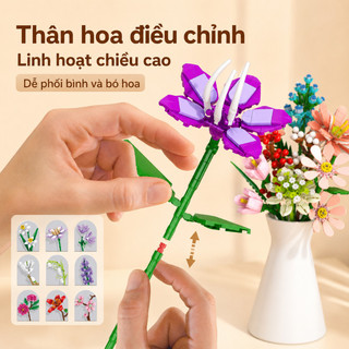 Bộ lắp ráp hoa DIY – Fullbox 12 mẫu hoa, mô hình trang trí để bàn – Quà tặng dễ thương–Phù hợp góc học tập, bàn làm việc