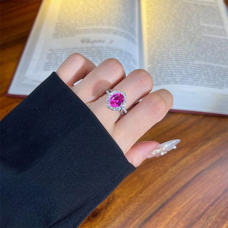 Châu Âu Mỹ ins Phong Cách Mới Xanh Cột Sống Đỏ Corundum Zircon Mở Nhẫn Nữ