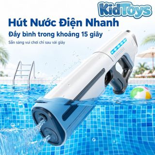 Đồ Chơi Phun Nước Điện KidToys Tự Hút Nước - Có Đèn LED, Chống Thấm Cho Bé Chơi Hè