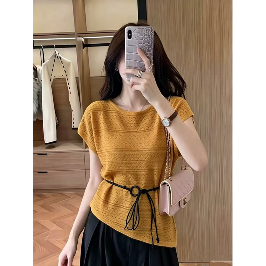 SUXI Hàng dệt kim thông thường màu trơn giản dị dành cho nữ mùa hè mới 260522