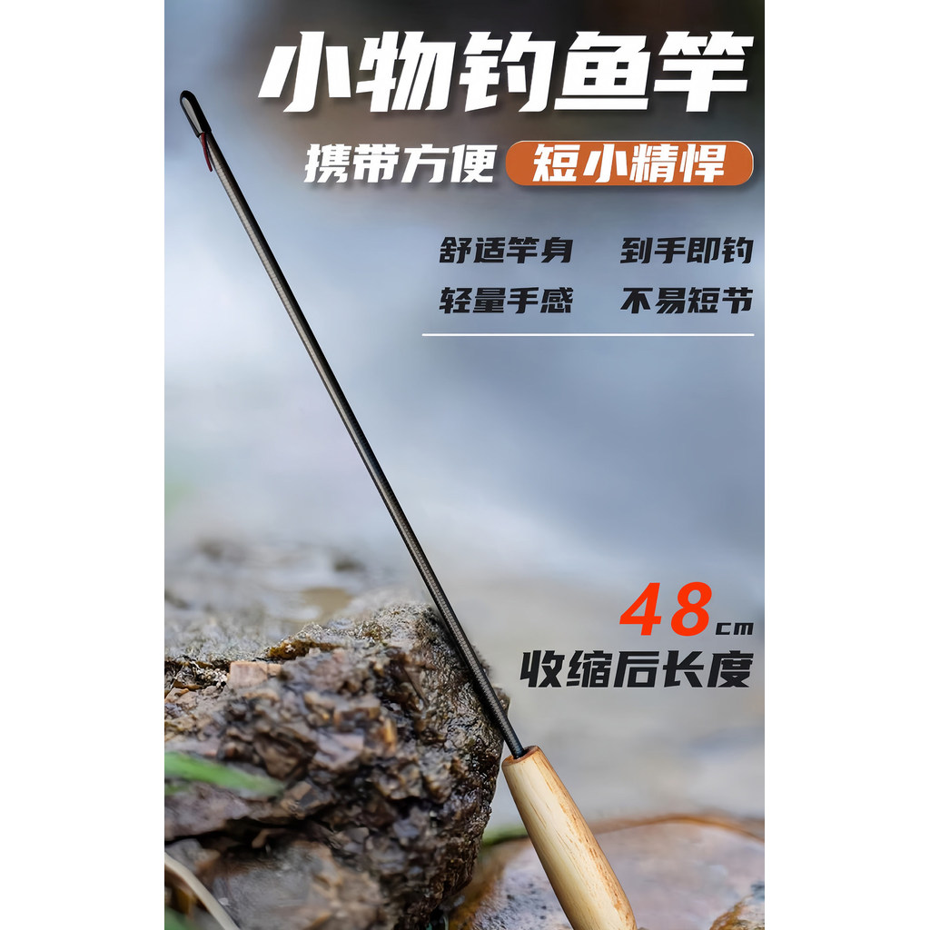 Cần Câu Mini Stream Rod Phần Ngắn Mini Micro-Hand Trẻ Em Cần Câu Nhỏ Người Mới Bắt Đầu Bộ Hoàn Chỉnh