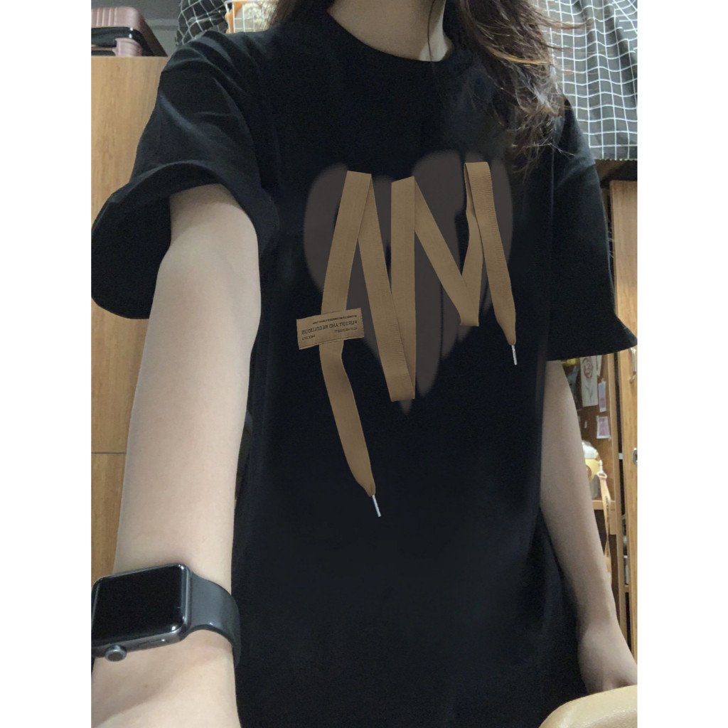 （Giao hàng 24h）Angela  Áo thun  cotton cổ tròn in họa tiết cà phê thời trang mùa hè dành cho cặp đôi