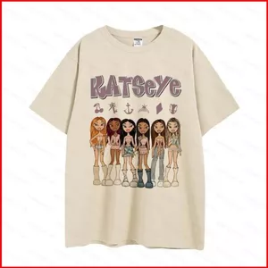 YB1 KATSEYE SOPHIA LARA YOONCHAE MEGAN hoạt hình Áo thun ngắn tay hàng đầu 110cm-6XL BY1