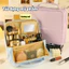 Túi Đựng Mỹ Phẩm Có Gương Soi Cao Cấp, Túi Makeup Du Lịch Da PU Chống Nước Nhiều Ngăn Tiện Lợi