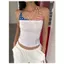 Milyfashion Khâu Sling Mùa Hè Phong Cách Mới Slim-fit Ôm Hơn Nhìn Ngắn Top Ngôi Sao Sọc In Chữ AEF0