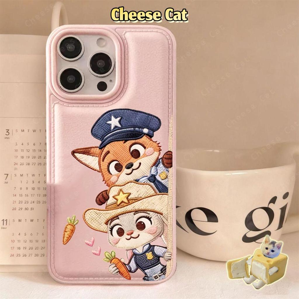 cho zootopi Ốp điện thoại da cặp đôi cáo và thỏ cho iPhone 17 Pro Max Xs 11 12 13 Pro 14 15 16 Plus XR