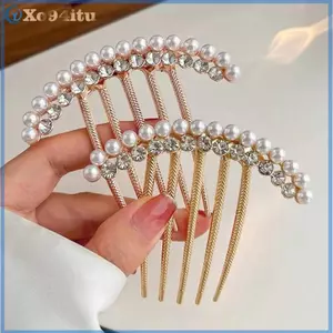 XOITU Lược Kẹp Tóc Nữ Kim Cương Giả Ngọc Trai Kẹp Tóc Kim Loại Tóc Sti Kẹp Tóc Cô Dâu Tiệc Cưới Phụ Kiện Tóc Mũ Đội Đầu VN