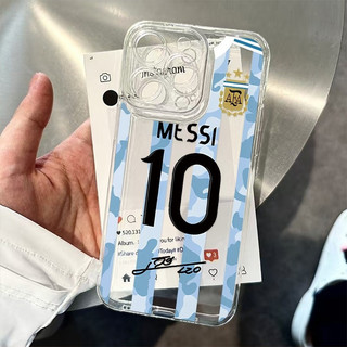 Số sọc xanh 10 Ốp lưng trong suốt silicon bóng đá Thích hợp cho iPhone 16 ProMax XR 17 Pro 8plus XSMax 12 Pro Max 11 Pro 15 13 Pro Max 14 Vỏ bảo vệ mềm chống va đập