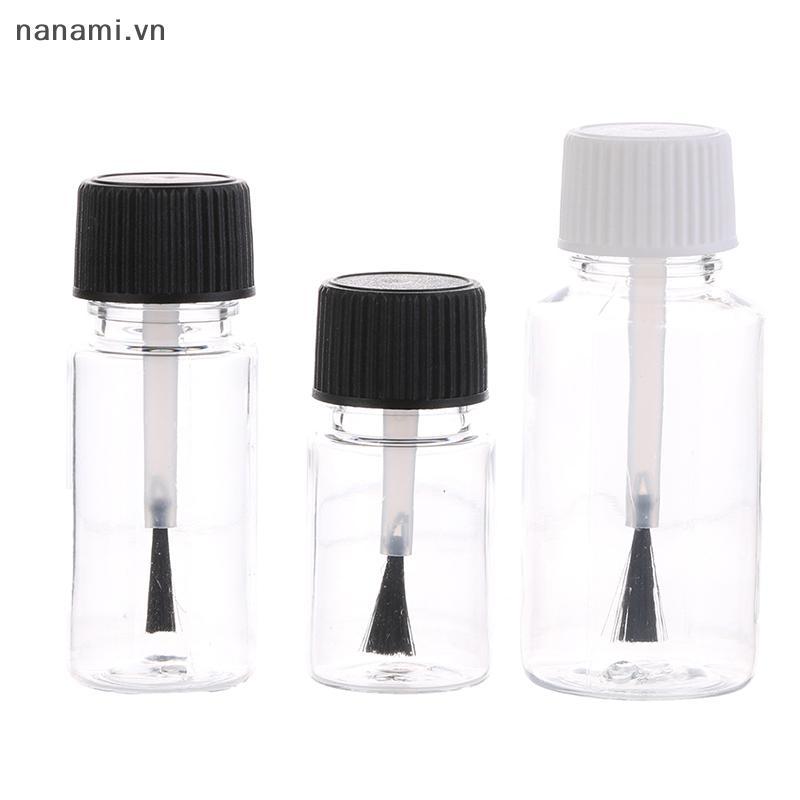 [nanami] Chai sơn móng rỗng 5/10/15/20/30ml nhựa tái nạp, nắp bàn chải, chống rò, lưu trữ dạng lỏng, DIY [VN]