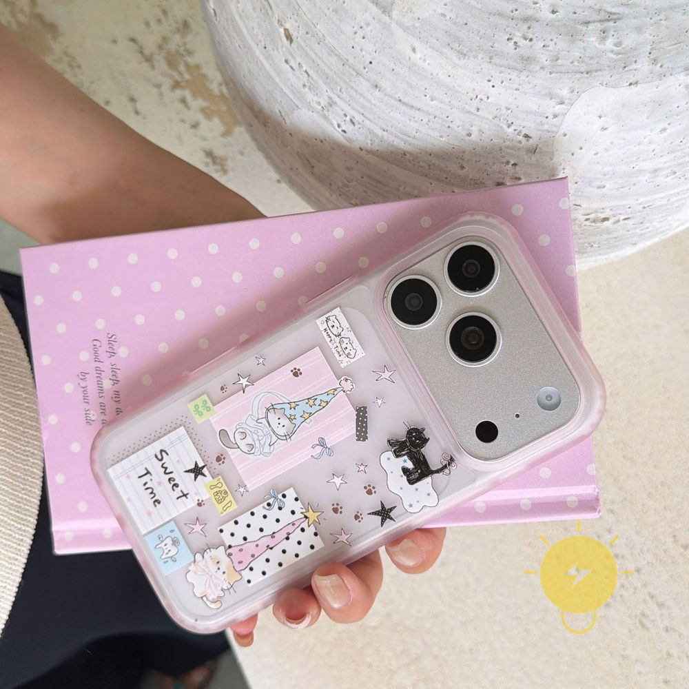Phone Case For iPhone 17 Pro Max 16 15 TPU Pink Cat Star Skin Friendly Aesthetic Korean Cute
