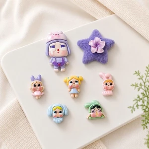Set Charm Crybaby Bé Thỏ Khóc Pastel Kawaii Ngôi Sao Tím Resin DIY Gắn Dép Cute Mini Dễ Thương Phụ Kiện Girl Cartoon Xin
