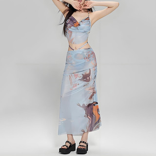 Nova-Bộ Bikini 3 Mảnh Nhuộm Tie-Dye, Đồ Bơi Nữ Gợi Cảm Váy Dài Thời Trang Đi Biển Kỳ Nghỉ Du Lịch Bộ Bikini