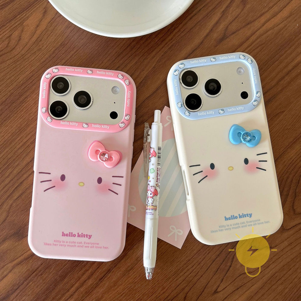Phone Case For iPhone 17 Pro Max 16 15 TPU Butterfly Bowknot Kitty Expression Soft Aesthetic Korean Cute