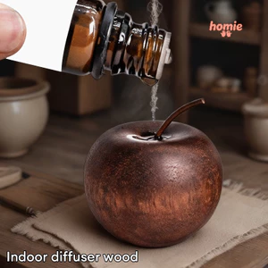 Đồ trang trí xe hơi hình quả táo bằng gỗ nguyên khối, máy khuếch tán tinh dầu trong nhà.