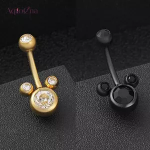AqToCna Niche Tính Khí Trang Sức Thép Titan Miey Kim Cương Inlay Rốn Móng Tay Bụng Nút Nhẫn Rốn Xuyên Vòng Xoắn Bông Tai Trang Sức Cơ Thể AqToCna