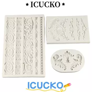 ICUCKO 1 / 3 Khuôn Dập Nổi, Dụng Cụ Làm Bánh Màu Xám Thả Keo Đất Sét Khuôn, Máy Rửa Chén An Toàn Bánh Silicon Trang Trí Hoa Khuôn Nướng Bánh