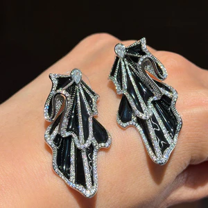 Bông tai thời trang tua rua Zircon thanh lịch dài phong cách mới
