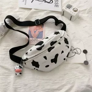 Túi đeo ngực PYCOU, Gói Fanny chống mài mòn chống nước, Túi đeo vai màu đen trắng thời trang dành cho bé gái bé trai