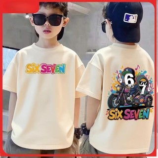 Áo phông bé trai hàn quốc Tay Ngắn Cho Trẻ Em, In Hình Hoạt Hình SIX SEVEN, Vải Cotton Mềm, Phong Cách Mới 2026