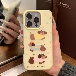 Kẹo dẻo hai trong một cho ba chú chó nhỏ, phù hợp với vỏ điện thoại 17air iPhone 12/13