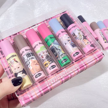 Bộ son bùn 6 màu Hualuolia, dưỡng môi, son kem, son môi màu dâu tây