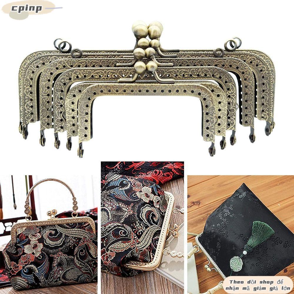 CPINCP Ví Khóa Khung, Kim Loại Vintage Ví Khung Kiss Clasp, Túi Mini Phần Cứng Ví Khung DIY Craft