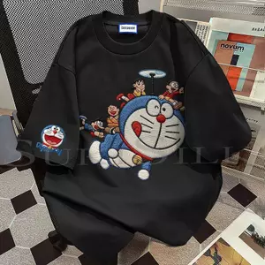 （Giao hàng 24h）Angela Áo thun nam nữ in họa tiết hoạt hình Doraemon dễ thương cổ điển,chất liệu cotton nguyên chất
