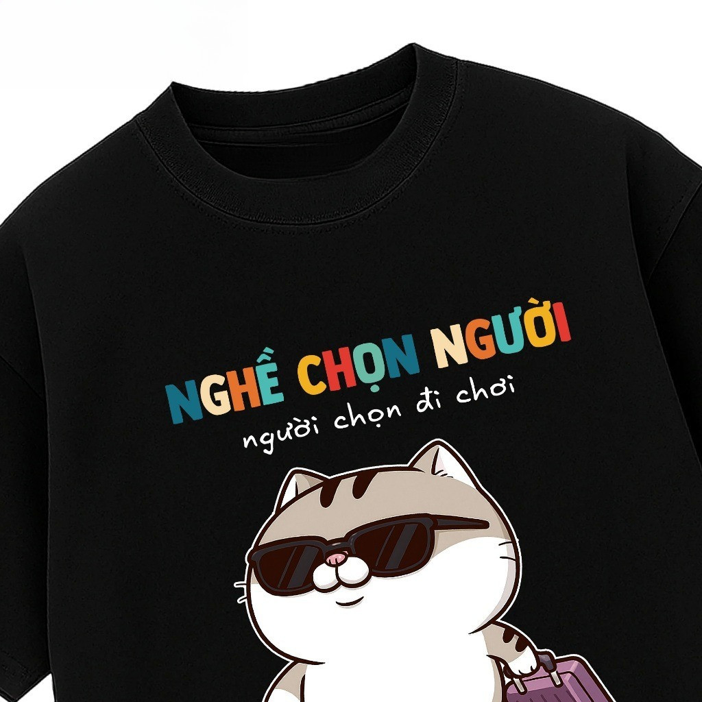（Giao hàng 24h）Angela. Áo Thun In Chữ Hài Hước Nghề Chọn Người Chọn Đi Chơi Text Vui Đi Làm - Oversize