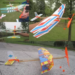 MỚI Đồ chơi giáo dục cho trẻ em Dây cao su Powered Glider Biplane Lắp ráp máy bay Đồ chơi máy bay SKY