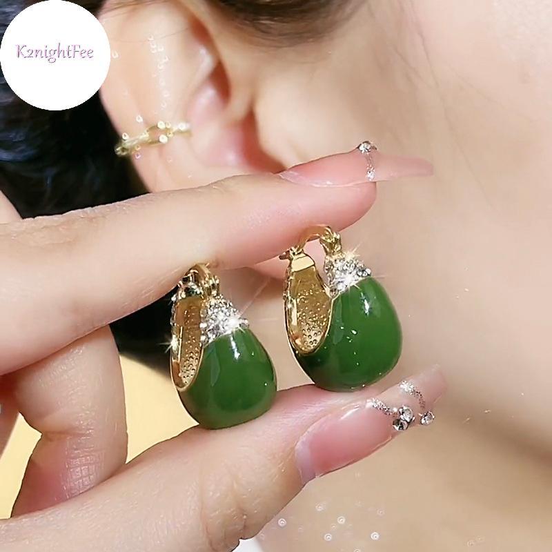 K2nightFee 1 Cặp Bông Tai Zircon Dầu Nhỏ Giọt Xanh Hợp Thời Trang Hàn Quốc Dành Cho Nữ Đơn Giản Không Đều Hình Học Tòn Ten Bông Tai Đảng Trang Sức Cá Tính VN
